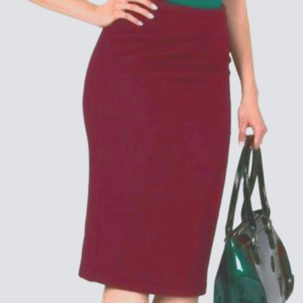 Tatyana Divine Wine Wool Pencil Skirt NWT